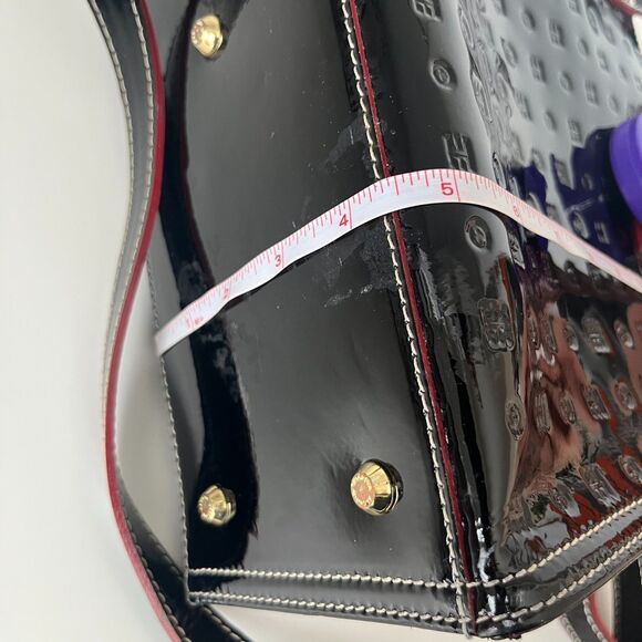 Arcadia Handbag Women Black Red Patent Leather StructuredShoulder Strap Business - Picture 10 of 10